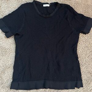 Calvin Klein Black Open Knit Short Sleeve Sweater Size Large